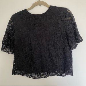 Nordstrom Elodie Black Short Sleeve Lace Blouse Medium